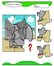Puzzle Kes Yapıştır Çalışma Sayfaları